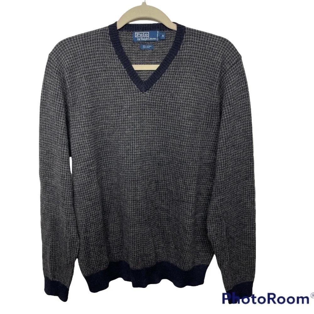Vintage Polo Ralph Lauren Alpaca Wool Blend Houndstooth sweater size Medium